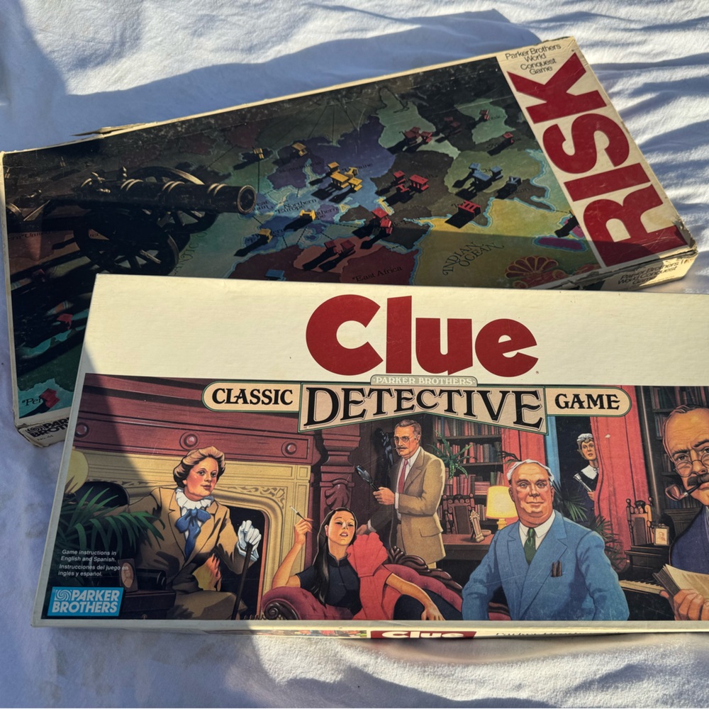 Vintage Clue and Risk Board Games